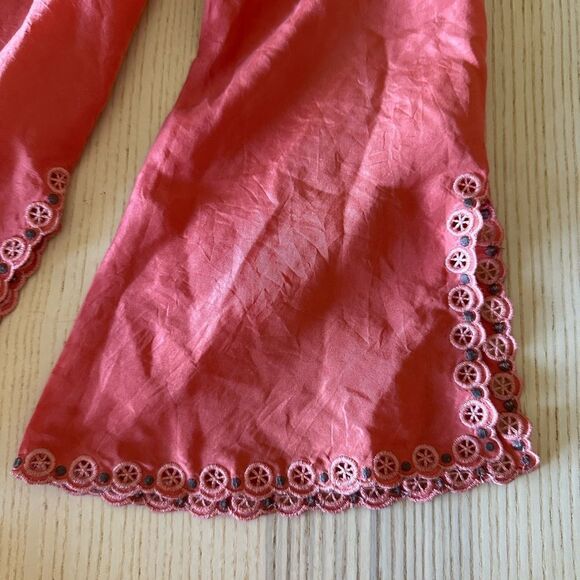 BCBG Max Azria coral silk embroidered tunic with bell sleeves - small - Picture 5 of 9